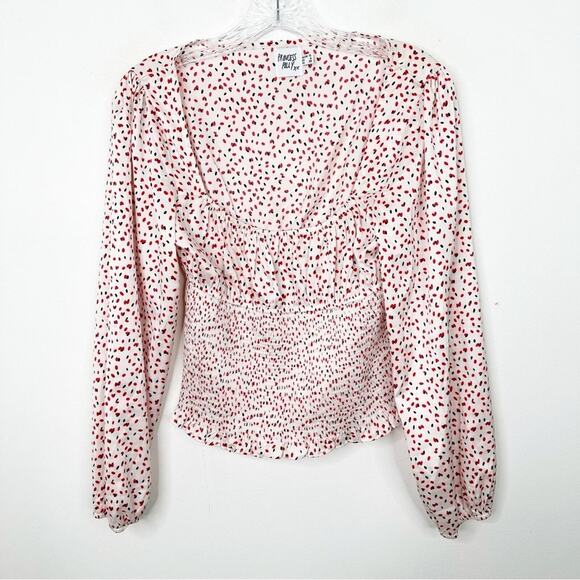 PRINCESS POLLY Smocked Melvin Red and Black Polka Dot Ruffle Hem Top Sz. 6 - Picture 4 of 6